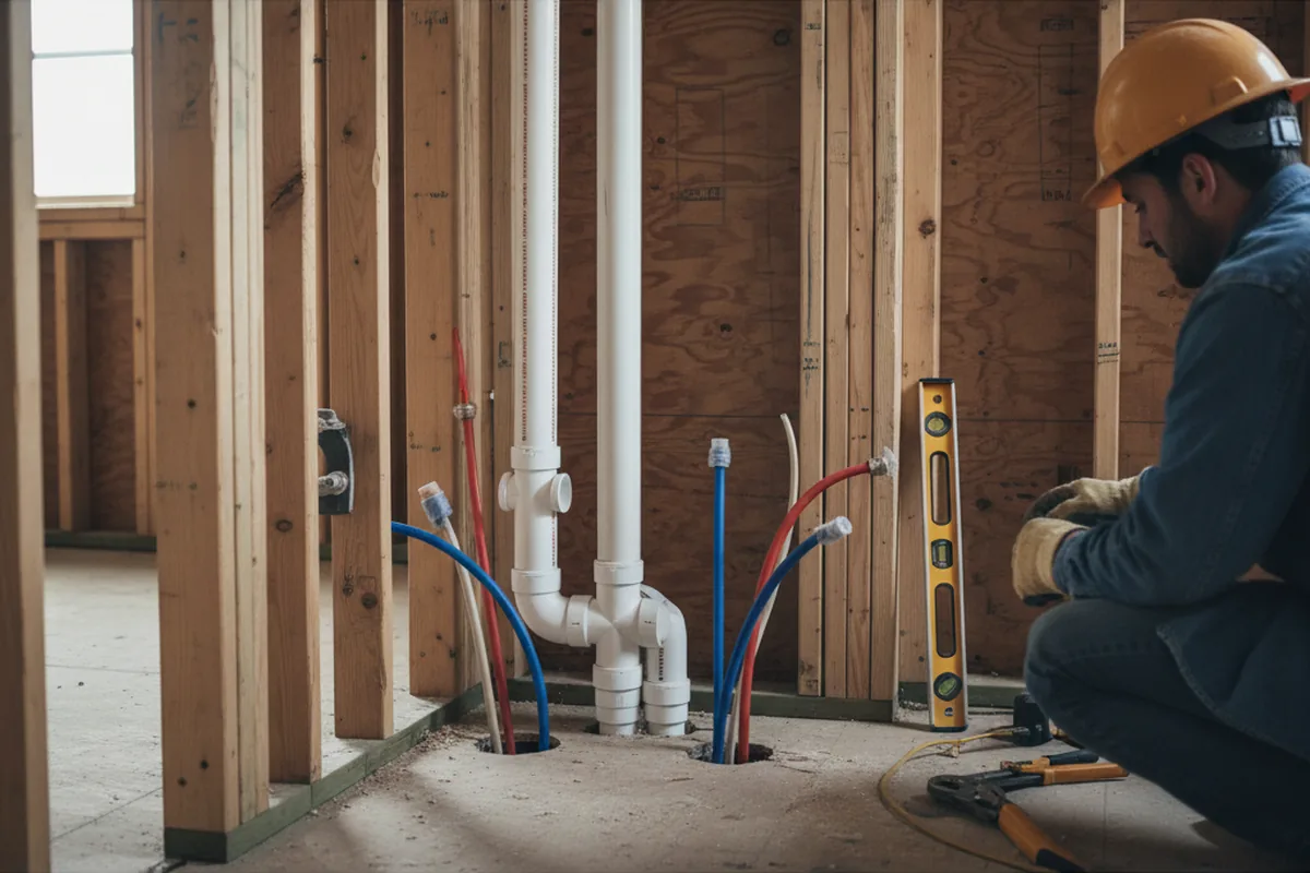 Drain and supply rough-in during Leak Detection in Nashotah