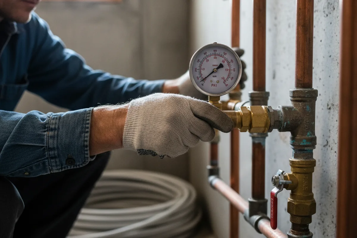 Pressure testing a repaired line during Water Line Repair in Nashotah